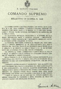 4 Novembre 1918 Bollettino della Vittoria